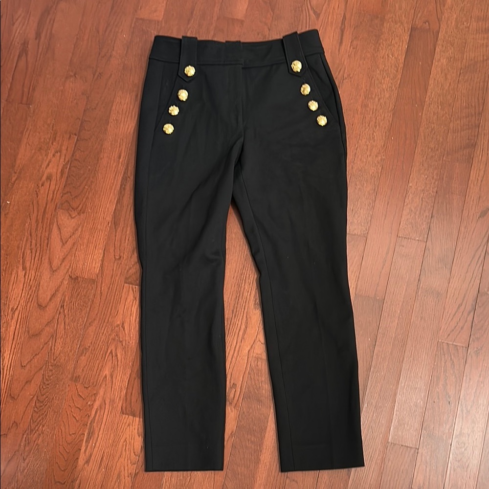Women’s WHBM Black Pants with Gold Button Accents
